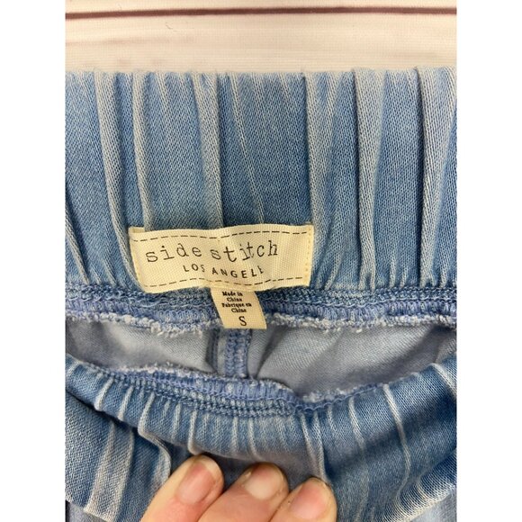 Side Stitch Light Wash Drawstring Elastic Waist Size Small Pants‎ - Picture 5 of 6